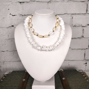 Une Douce Puka Shell And Sea Shell Choker Necklace Set